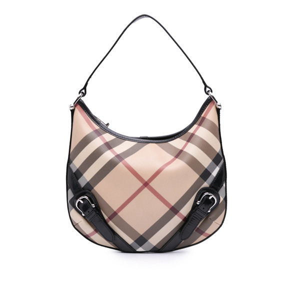 Pre-Loved Burberry Supernova Check Coated Canvas Larkin Hobo - Picture 1 of 10
